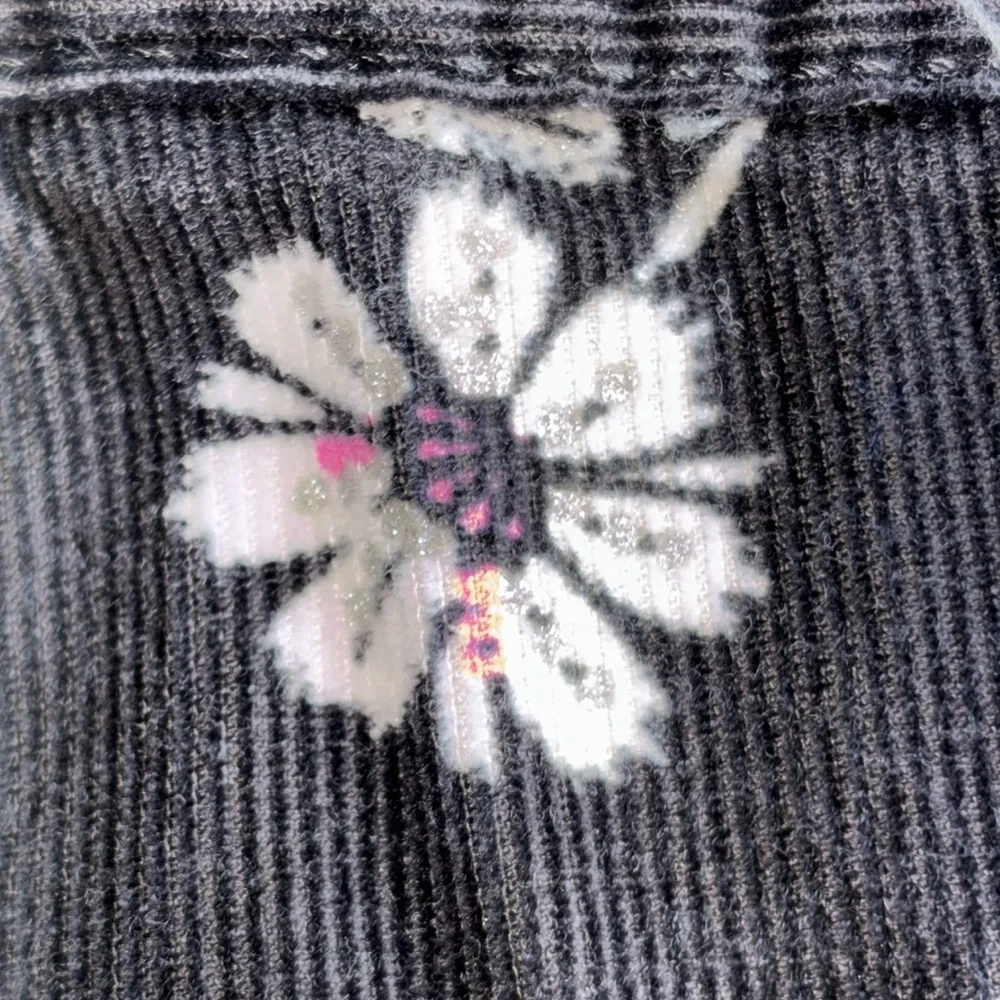 Osh Kosh vintage Overalls Girls 6 Monhs Black Corduroy With Daisy print